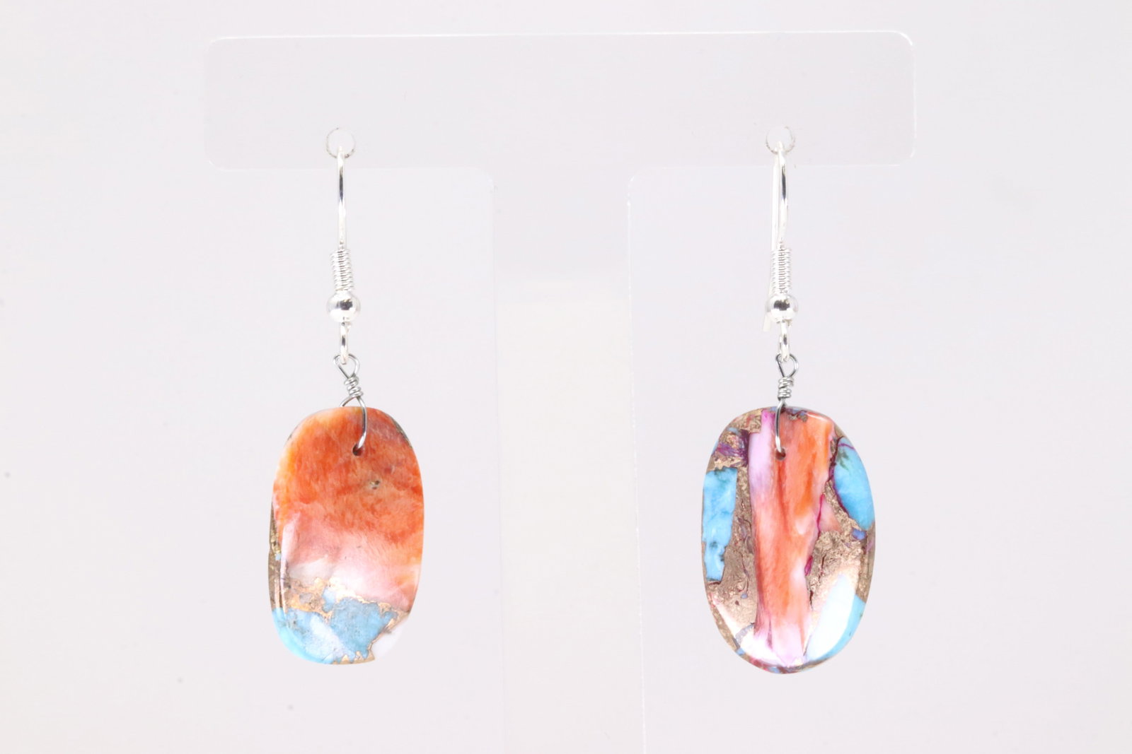 America Sterling Silver Multi-Color Stone Dangling Earring's.: This is a America Sterling Silver Multi-Color Stone Dangling Earring's.
