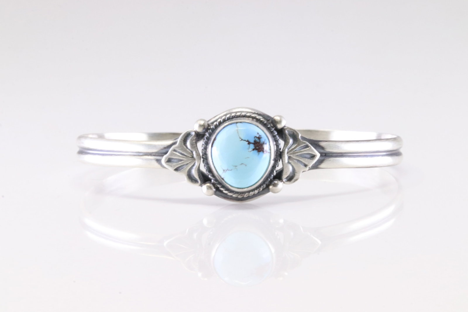 Native America Navajo Sterling Silver Golden Hill Turquoise Bracelet Cuff By S.: This is a Native America Navajo Sterling Silver Golden Hill Turquoise Bracelet Cuff By S.
