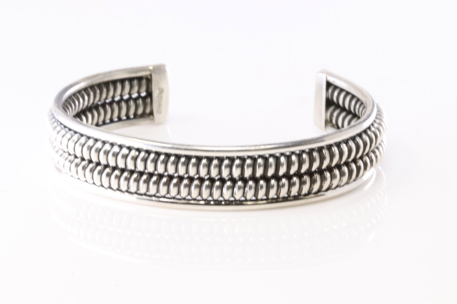 America Sterling Silver Solid Bracelet Cuff. - 2
