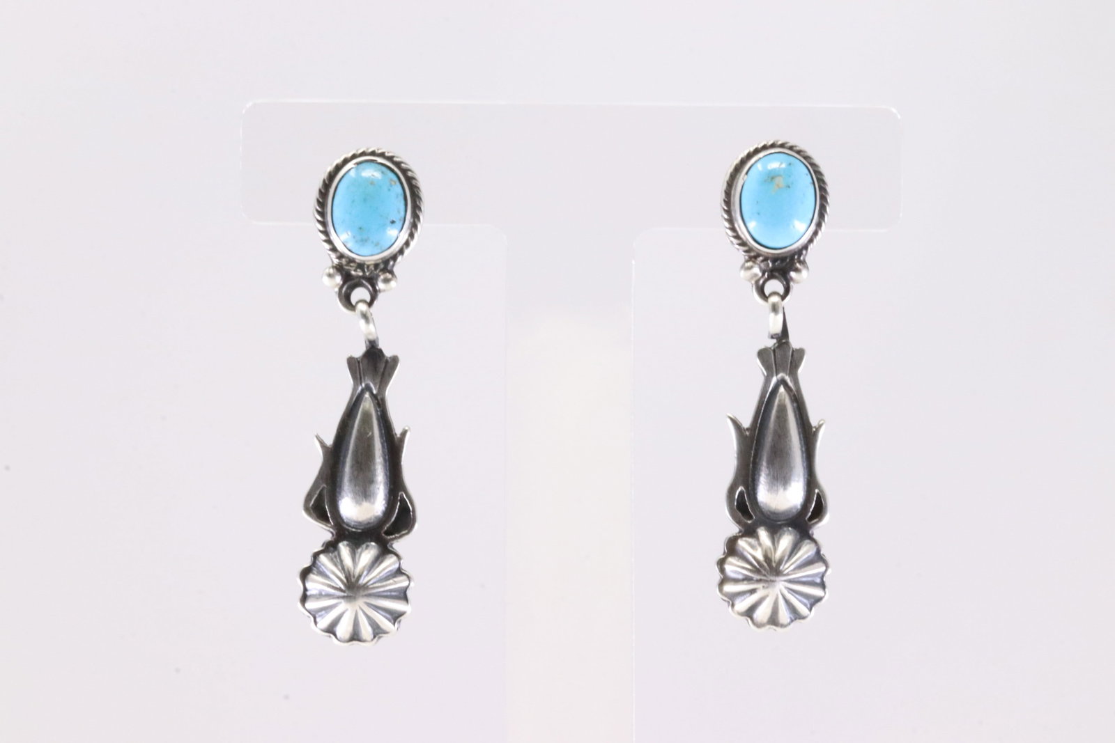 Native America Navajo Sterling Silver Turquoise Post / Dangling Earring's By Verley Betone. (1 of 4)
