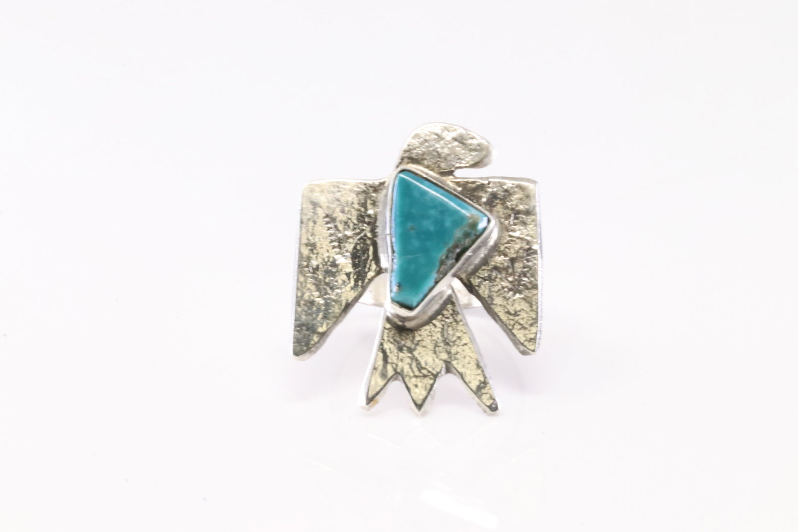 Native America zuni Sterling Silver Turquoise Thunderbird Ring By Jude Candelaria. (1 of 4)