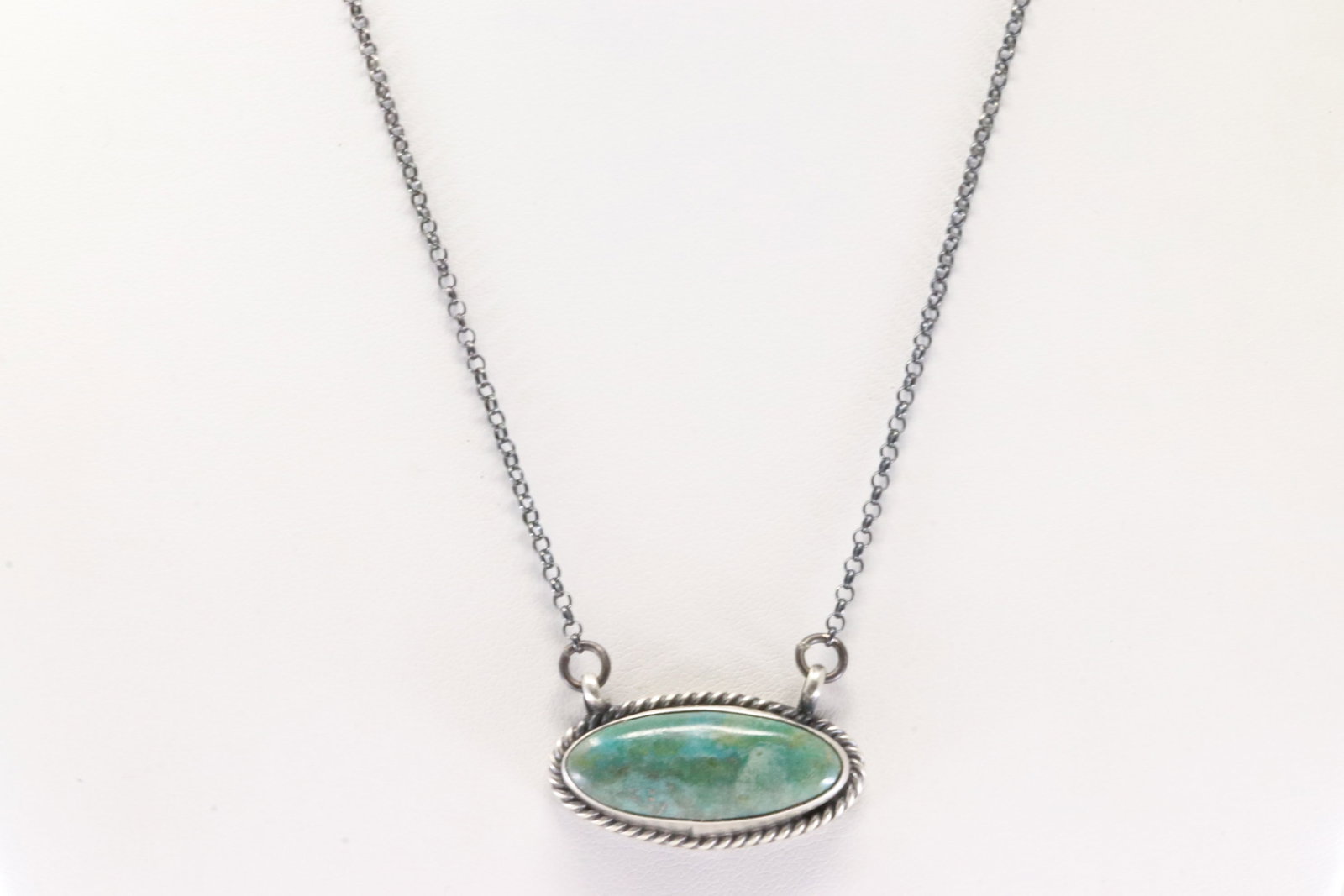 Native America Navajo Sterling Silver Campitos Turquoise Necklace By Johnny Dixon.: This is a Native America Navajo Sterling Silver Campitos Turquoise Necklace By Johnny Dixon. Stamp Dixon. Necklace length: 16.00"