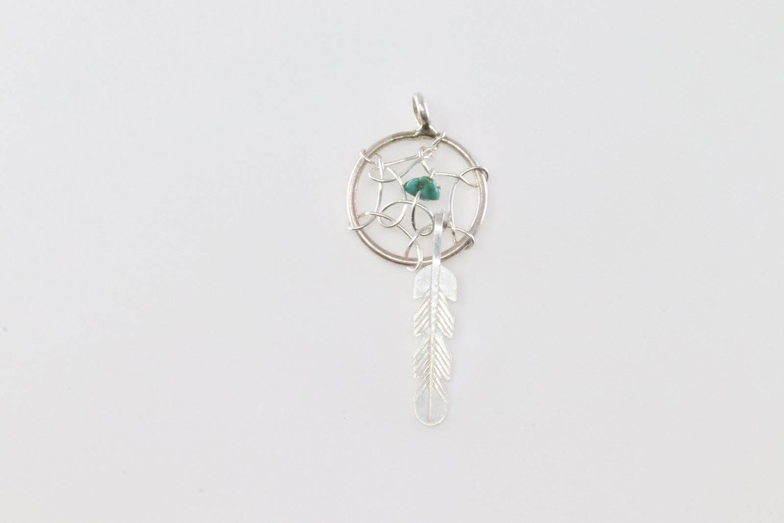 America Sterling Silver Turquoise Dream Catcher Pendant. (1 of 2)
