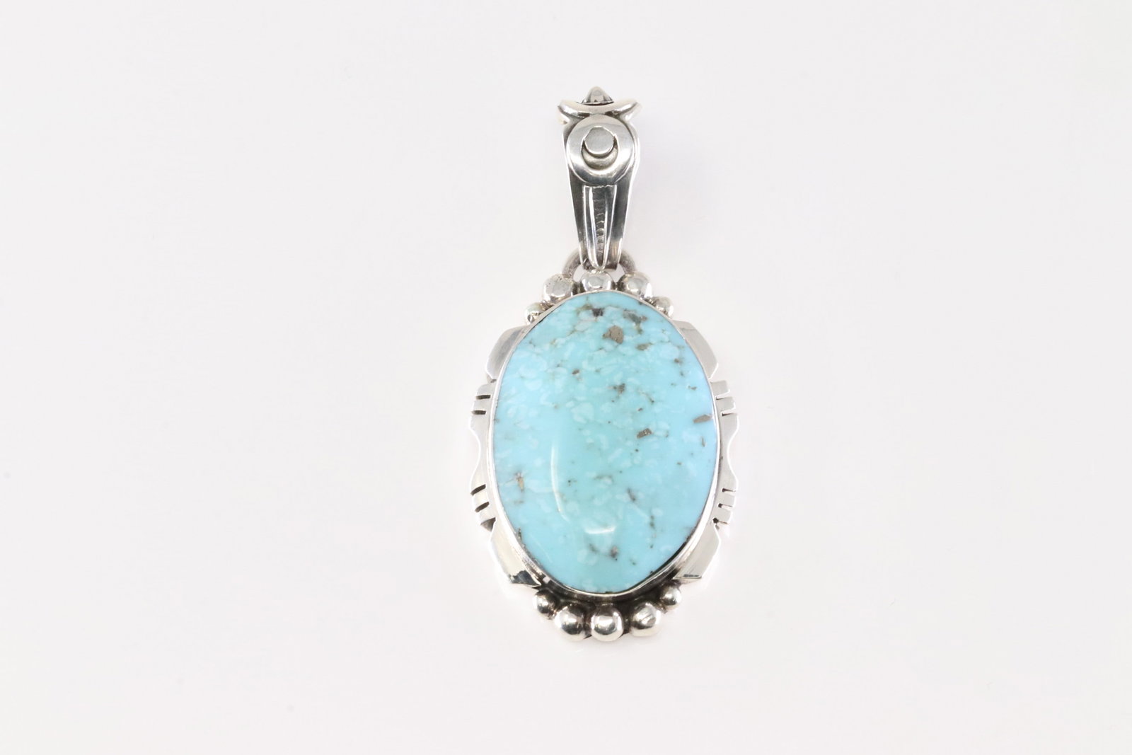 Native America Navajo Sterling Silver Turquoise Pendant By Phyllis A.Smith. (1 of 3)