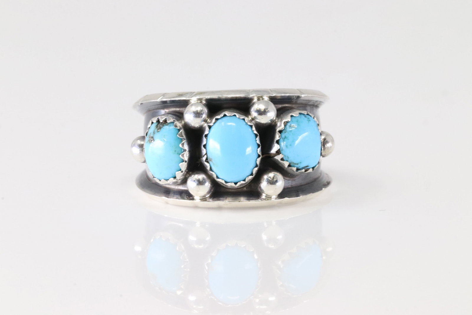 Native America Navajo Sterling Silver Turquoise Ring By R.C. (1 of 4)