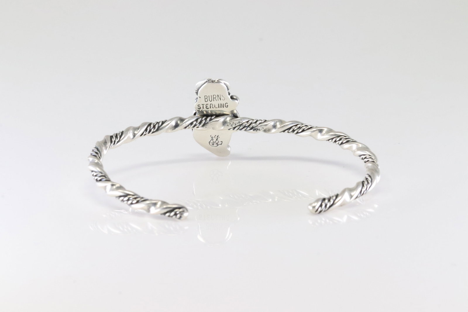 American Sterling Silver Solid Leaf Bracelet Cuff. - 4