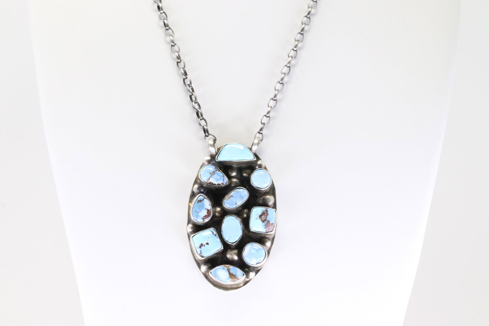 Native America Navajo Sterling Silver Golden Hill Turquoise Necklace By B.Lee. (1 of 4)