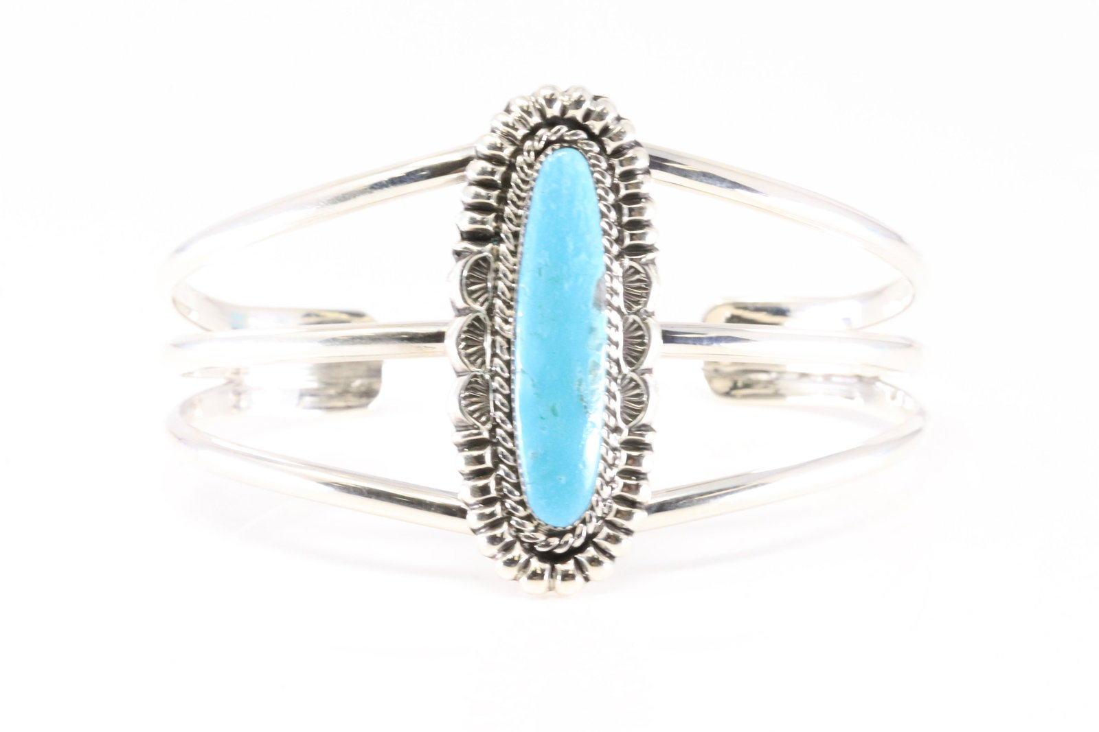 Native America Navajo Sterling Silver Turquoise Bracelet Cuff By Michael Yazzie.: This is a Native America Navajo Sterling Silver Turquoise Bracelet Cuff By Michael Yazzie. Stamp By R.B Company.