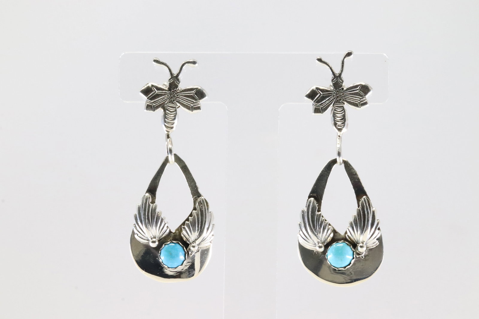 America Sterling Silver Turquoise Post / Dangling Earring's.: This is a America Sterling Silver Turquoise Post / Dangling Earring's.