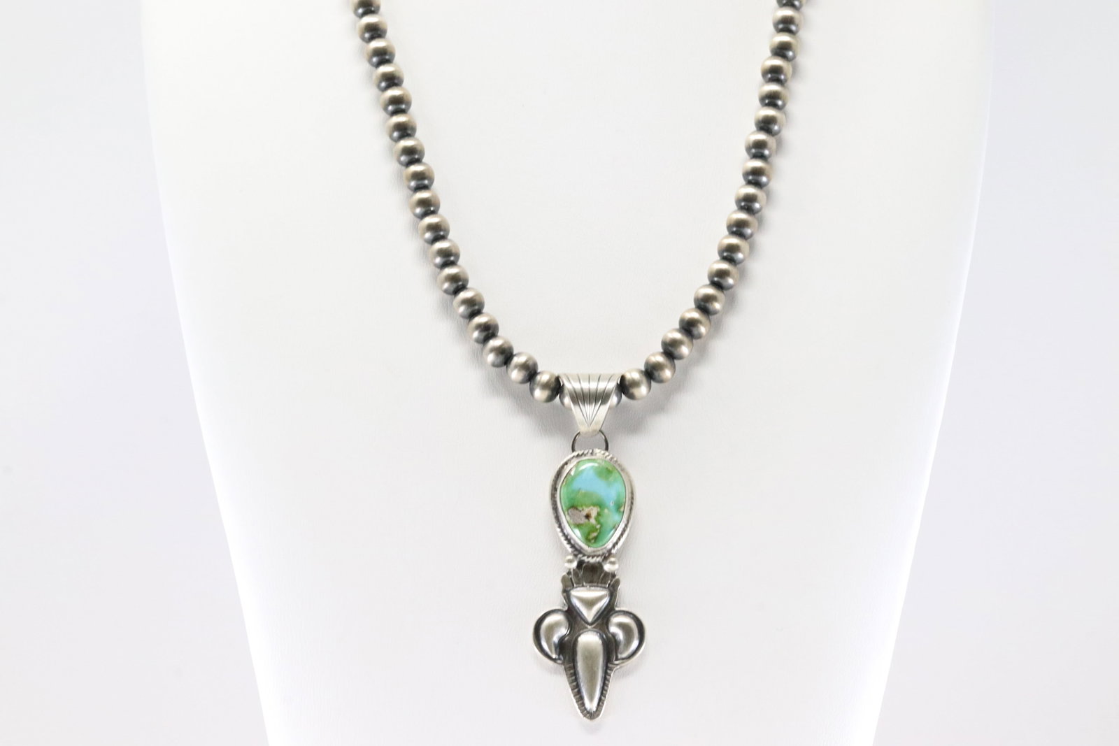 Native America Navajo Sterling Silver Sonora Gold Turquoise Pendant By Gary Shorty. With Pearl (1 of 4)