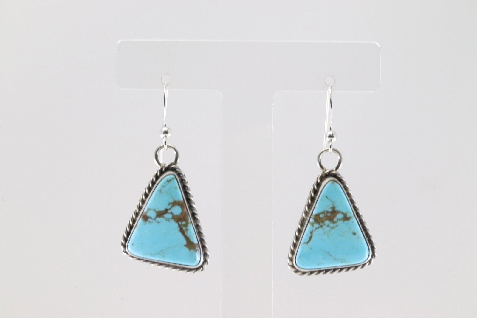Native America Navajo Sterling Silver Kingman Turquoise Dangling Earring's By Chassity Belone.: This is a Native America Navajo Sterling Silver Kingman Turquoise Dangling Earring's By Chassity Belone.