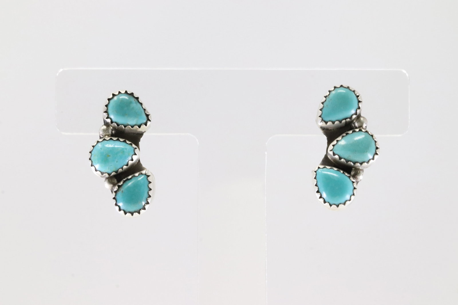 Native America Navajo Sterling Silver Turquoise Post Earring's By B. (1 of 4)
