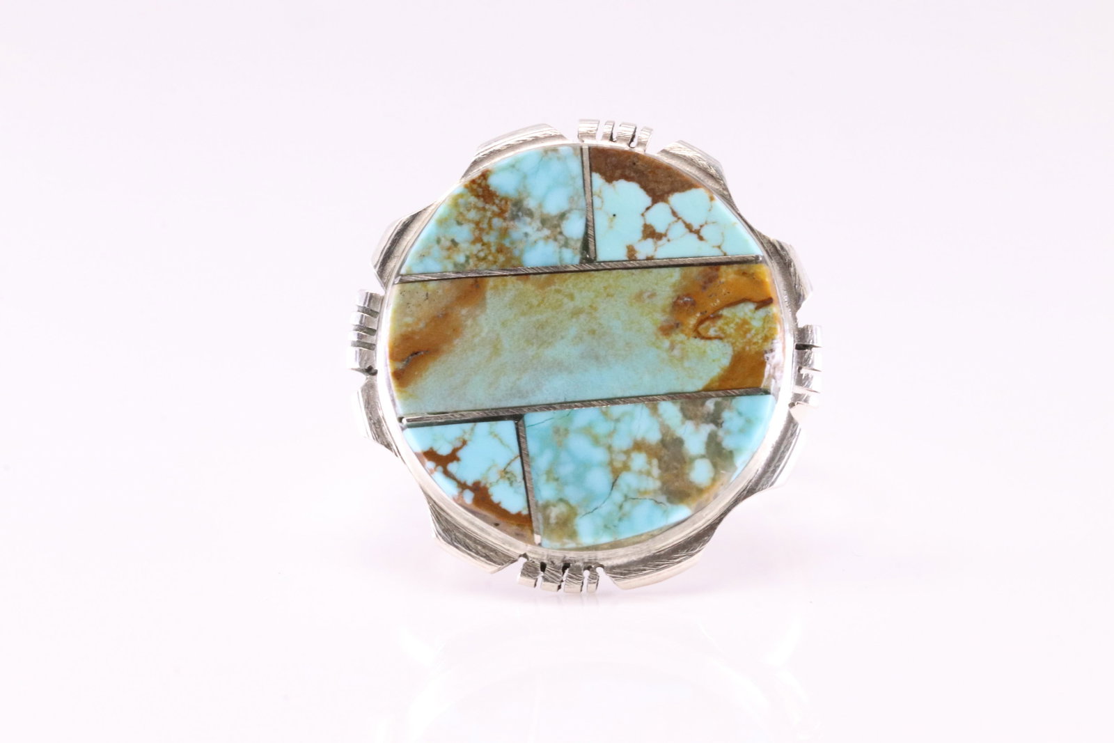 Native America Navajo Sterling Silver Turquoise Inlay Ring By E.: This is a Native America Navajo Sterling Silver Turquoise Inlay Ring By E. Ring size: 10.25.