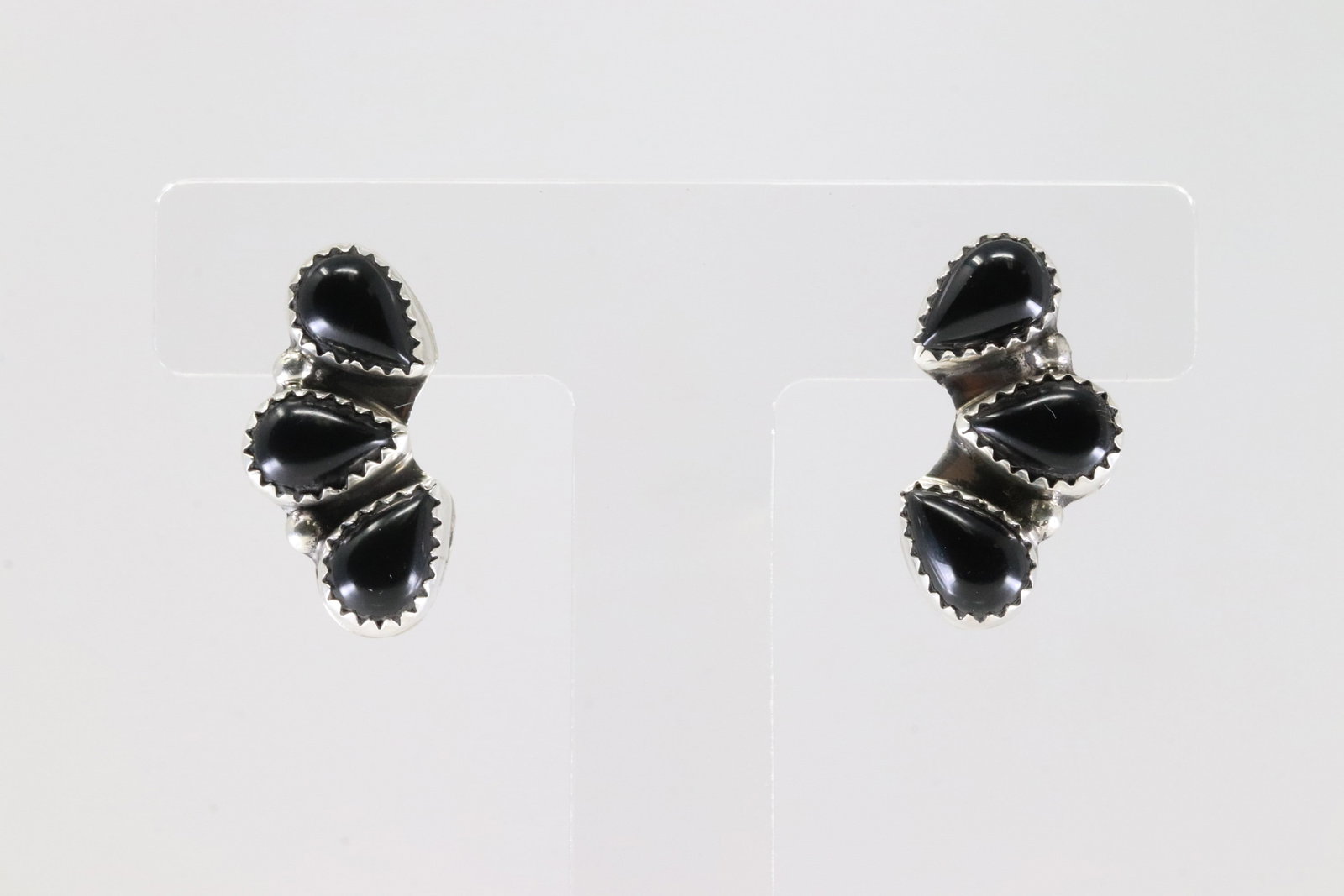 America Sterling Silver Black Onyx Post Earring's By B. (1 of 4)