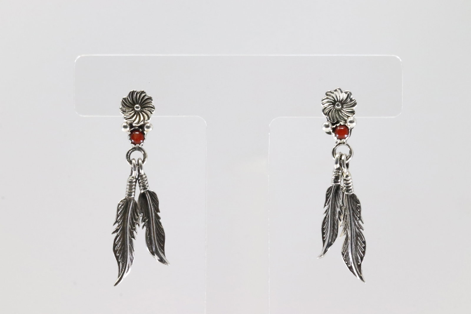 America Sterling Silver Coral Post / Dangling Earring's.: This is a America Sterling Silver Coral Post / Dangling Earring's.