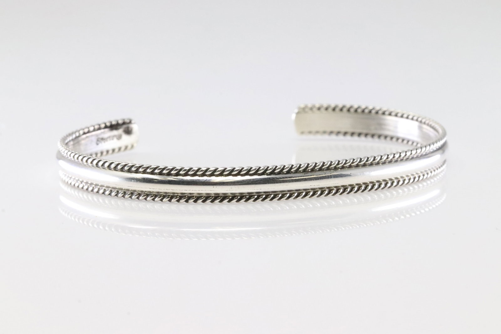 America Sterling Silver Solid Bracelet Cuff. - 2