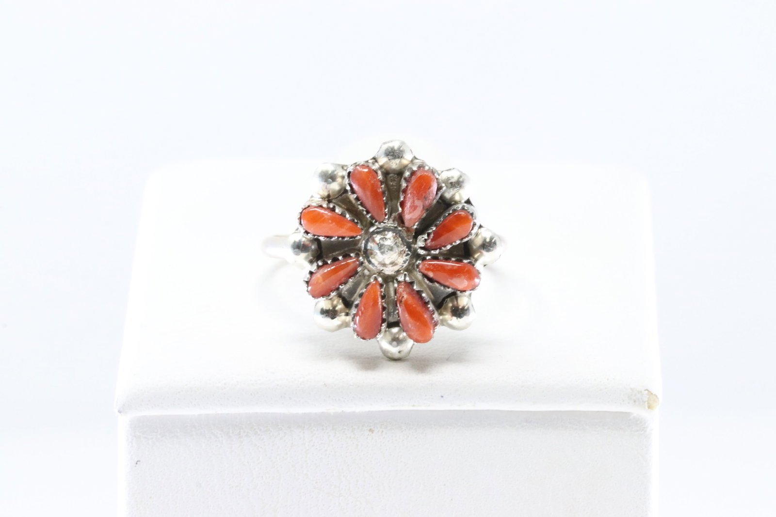 America Sterling Silver Coral Ring. (1 of 3)
