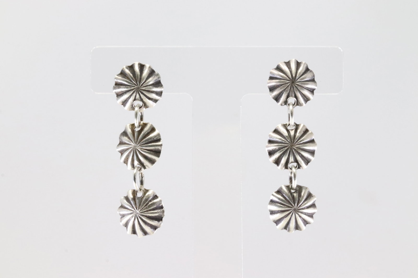 America Sterling Silver Stamp Post / Dangling Earring's. (1 of 4)