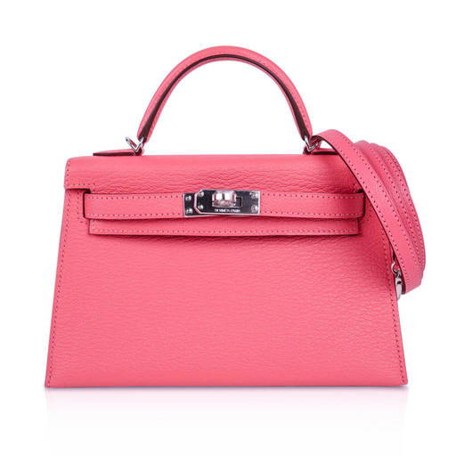 Kelly Pochette Rose Pourpre Swift Palladium Plated Hardware C Stamp