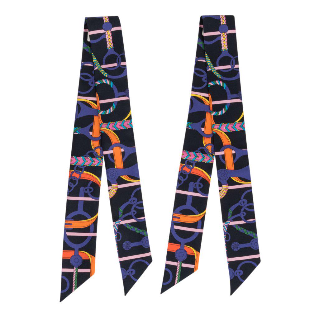 Hermes Twilly Silk Scarf "Panoplie Equestre" in Caban, (1 of 7)