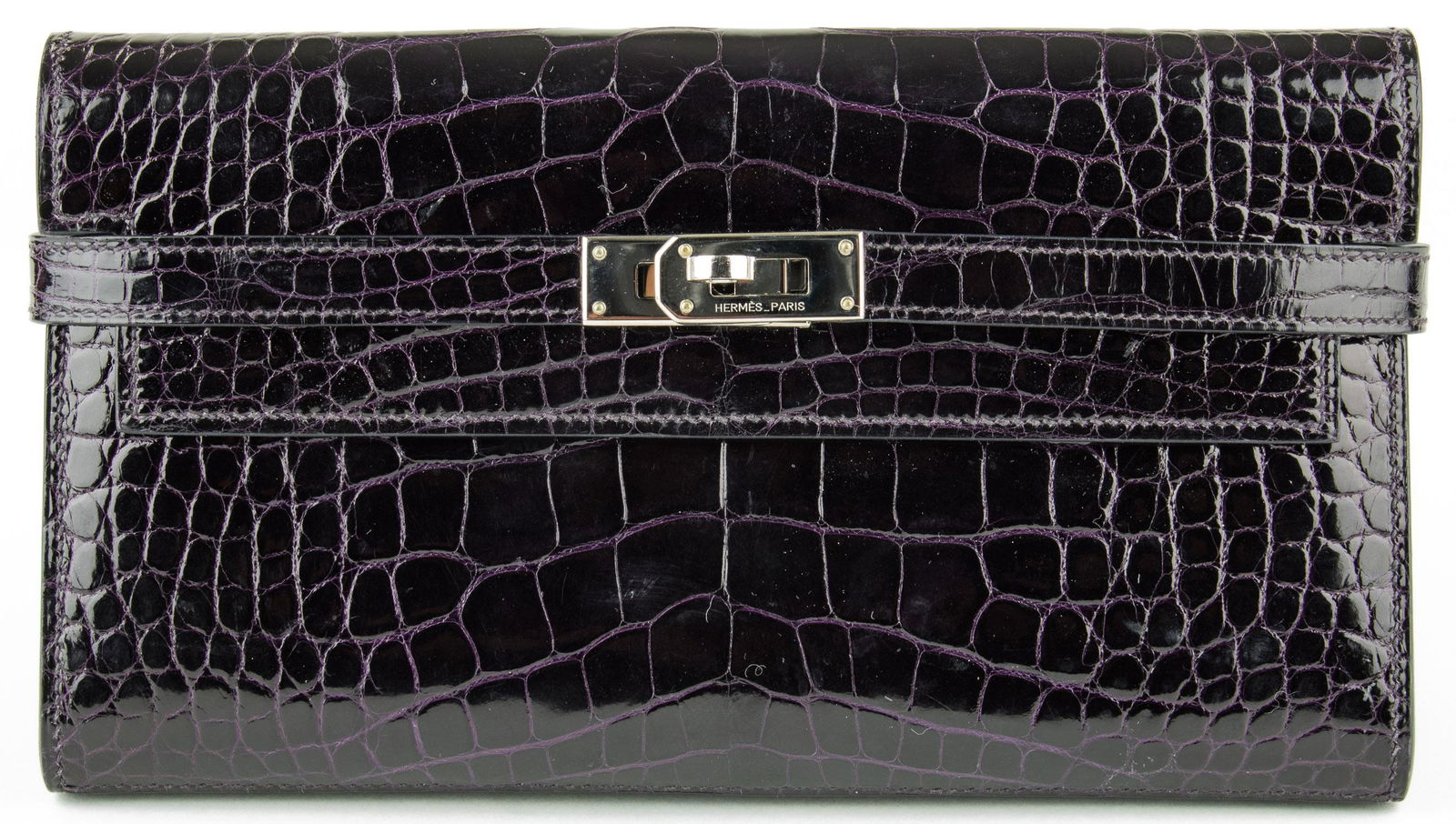 HERMES KELLY LONGUE WALLET IN AUBERGINE SHINY (1 of 4)