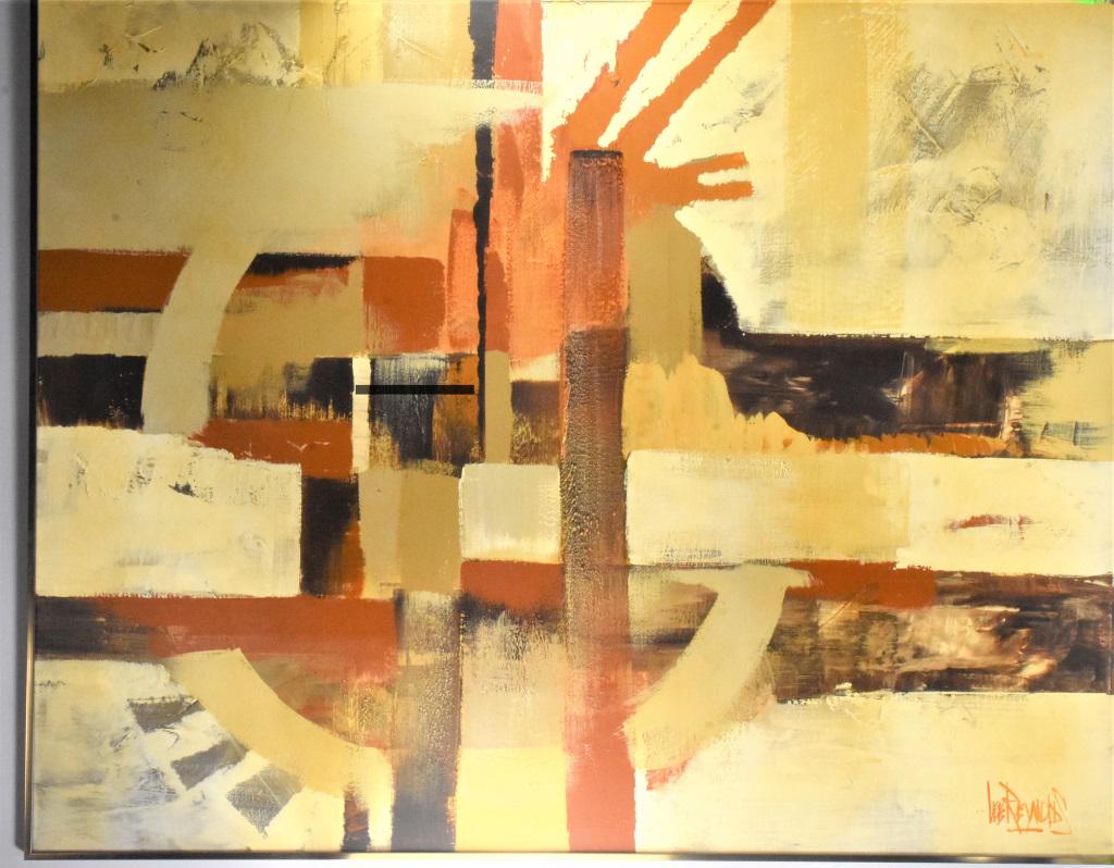Lee Reynolds Abstract Oil on Canvas Painting: A painting by Lee Reynolds. Measurements approx: 48"L x 60" W