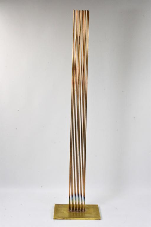 Bertoia Sonambient Sculpture: A Sonambient Val Bertoia B-2311 sound sculpture, measuring: measuring appx: 6" x 8.25" x 36". It is in pristine condition, and was consigned directly from Val Bertoia and comes also with the original