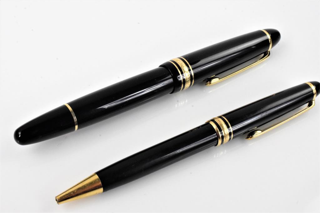 Montblanc Meisterstuck Pen Grouping: (2) Montblanc Meisterstuck Pen Grouping black with gold .