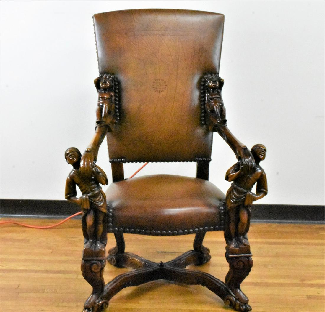 Carved Figural Arm Chair (1 of 7)