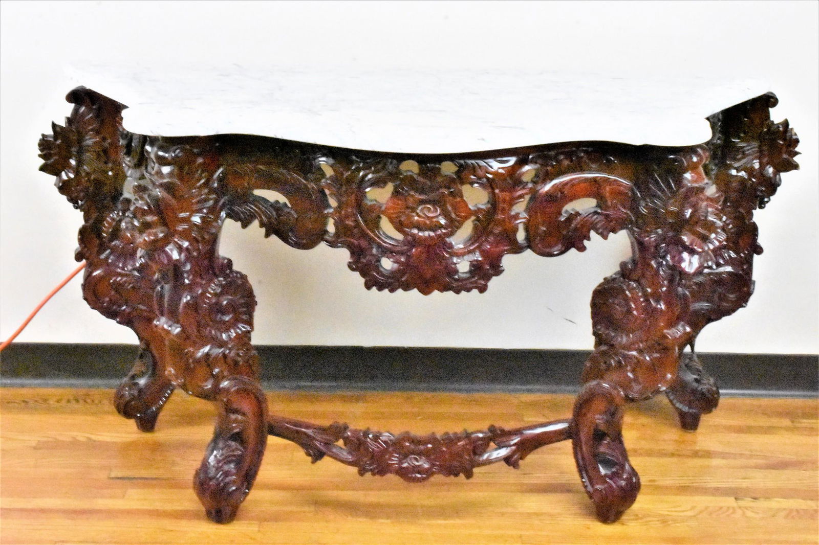 Carved Victorian Style Marble Top Console & Mirror (1 of 10)