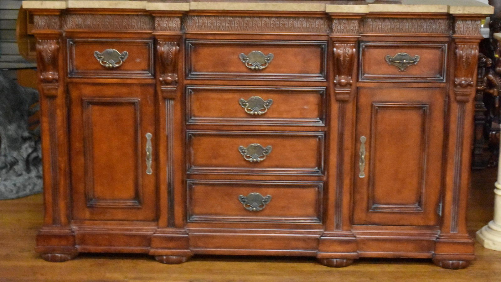 Hickory White Marble Top Sideboard (1 of 1)