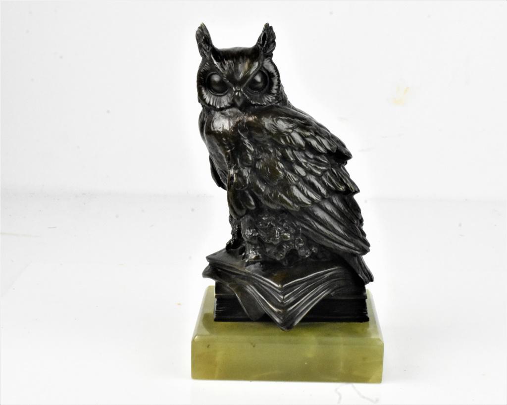 Bronze owl and Onyx Sculpture (1 of 5)