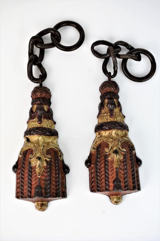 Pair of Antique Cast Iron Adornments with Chains (1 of 3)