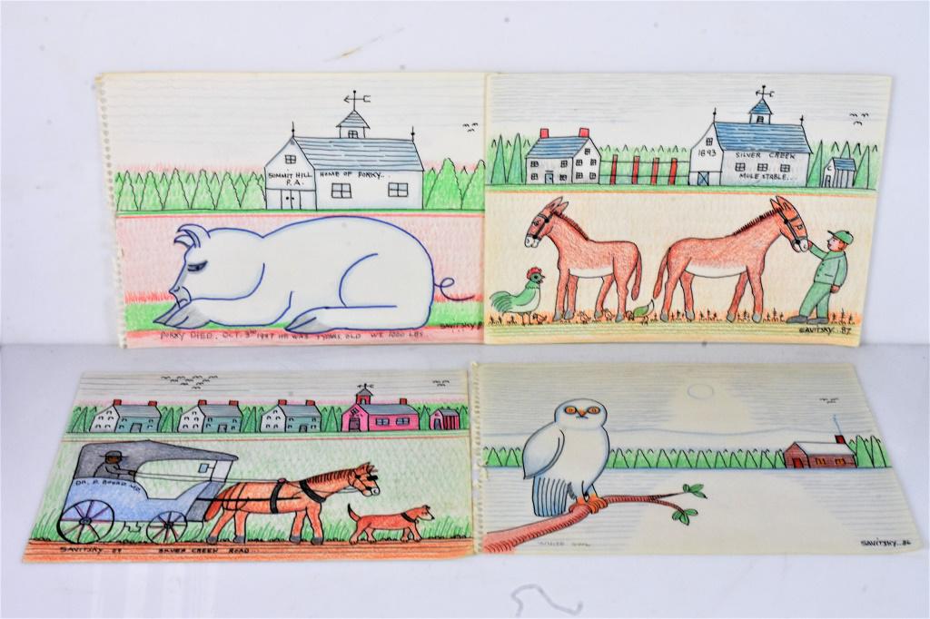 Jack Savitsky Folk Art Drawing Grouping (1 of 5)
