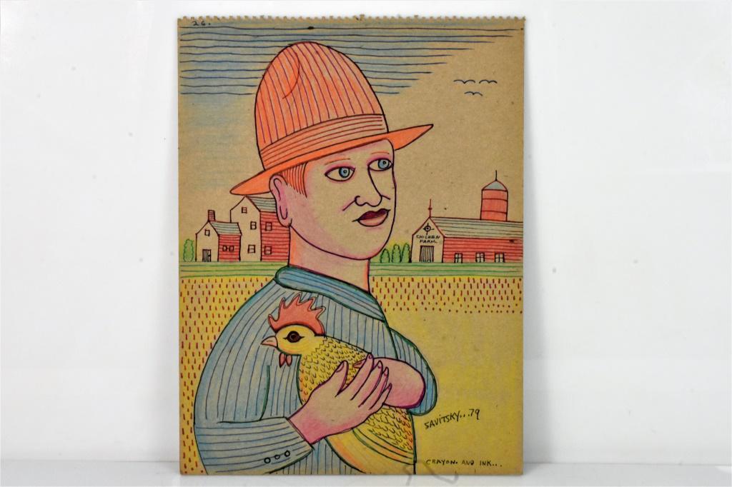 Jack Savitsky Farm Life Folk Art Drawing Grouping (1 of 4)