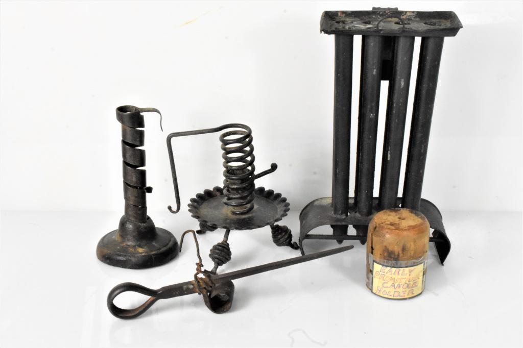 Primitive Candle Holder / Lamp Grouping (1 of 5)