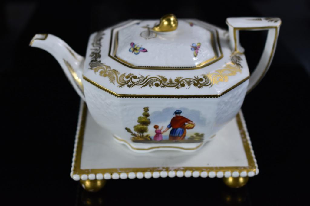 Antique Spode Porcelain TeaPot w/ Stand (1 of 3)