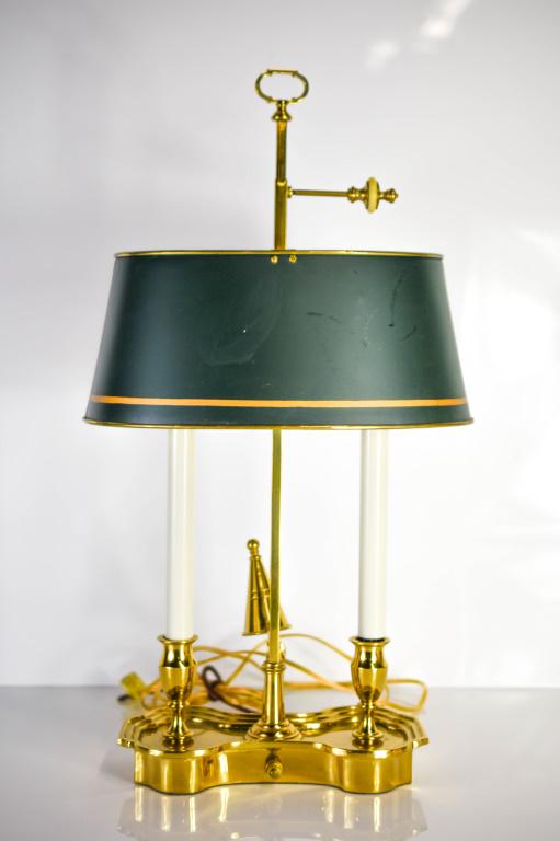 Bouillotte Lamp with Green Tole Shade (1 of 4)