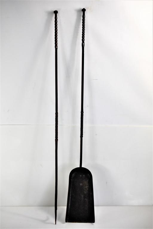 Oversized Antique Wrought Iron Shovel and Poker (1 of 2)