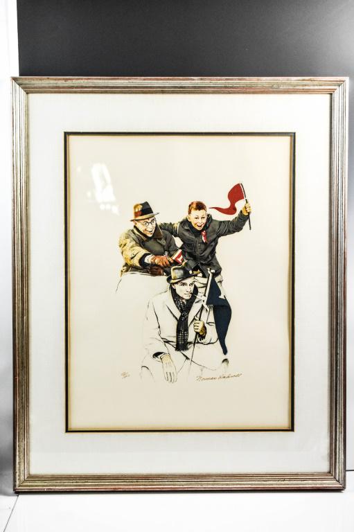 Signed Norman Rockwell Monochrome Lithograph Print (1 of 3)