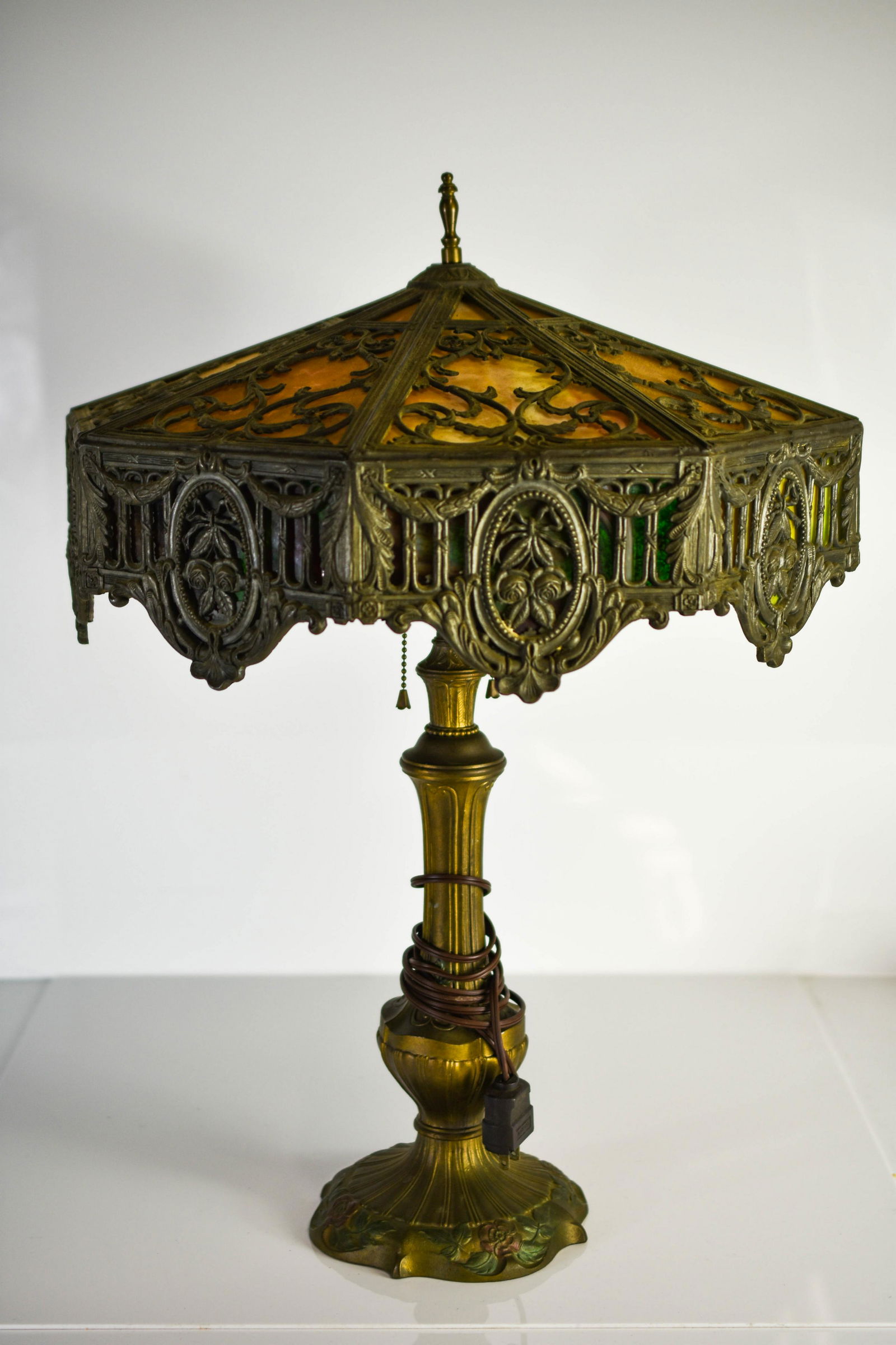 Antique Slag Glass Lamp (1 of 3)