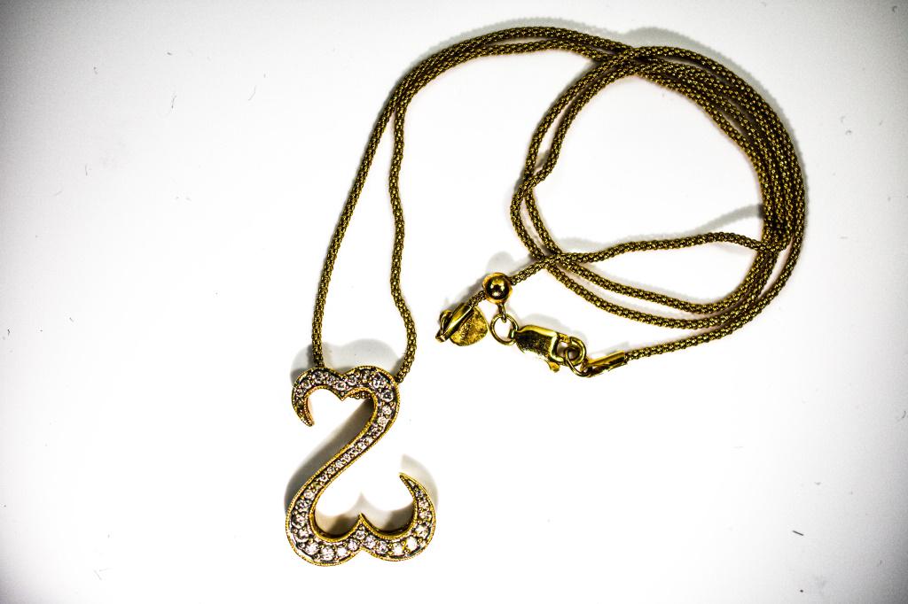 14K Yellow Gold Necklace & Diamond Pendant (1 of 4)