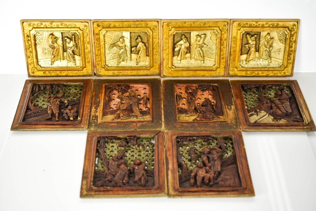 Collection of Ten Carved Chinese Panels (1 of 4)