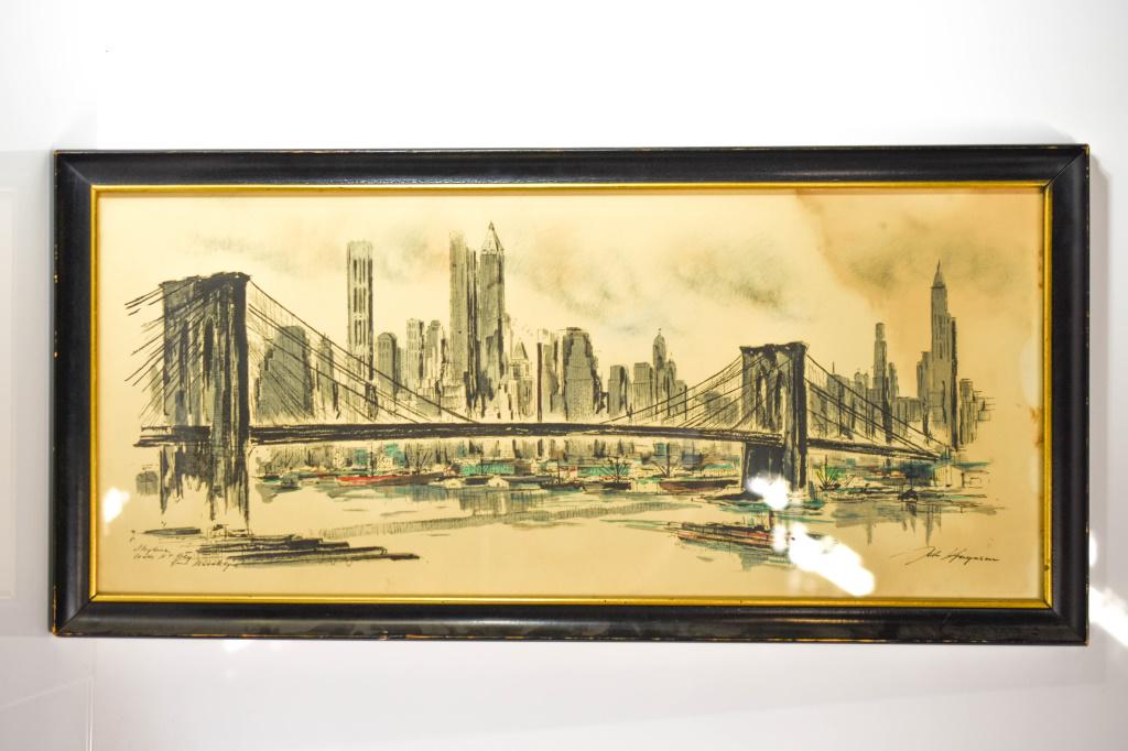 John Haymson (b. 1903) Watercolor Skyline (1 of 3)
