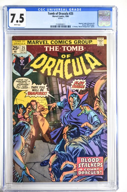 Tomb of Dracula #25 CGC 7.5: Tomb of Dracula #25 1994 J.C reprint Marvel CGC 7.5 Reprint Tomb of Dracula #25 All new 1994 ad pages JC Penny "Marvel Vintage Pack" reprint