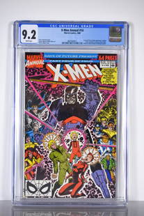 X-Men Annual #14 CGC 9.2: X-Men Annual #14 CGC 9.2 Marvel Comics, 1990 Fantastic Four & Ahab appearance. Gambit cameo (predates Uncanny X-Men #266). Pinups by Kevin Nowlan & Michael Golden. Chris Claremont story, Arthur Adams