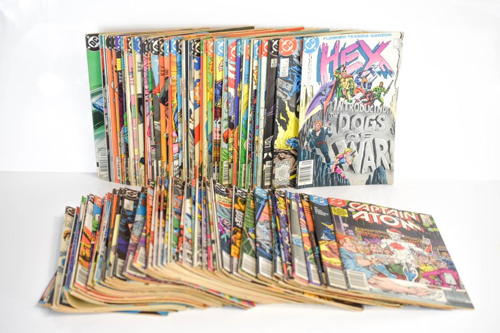 DC Silver, Bronze, & Copper Age Comic Grouping: Grouping includes (100+) D.C. silver, bronze, and copper age comics including 1st Dogs of War, Death of Cpt. X; hypodermic needle, Skull, robot, nazi, Uncle Sam, Christmas, and more covers. Comics app
