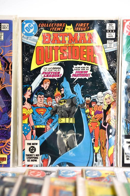 Complete Run of 1983 Batman & the Outsiders: Includes the complete run of (1983) Batman and the Outsiders, #1 through #32, including all annuals, origins of Katana, Lookers and Metamorpho, team disbands, Halo begins, and more. Comics appear to b