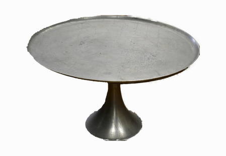 Eero Saarinen Style Coffee Table: Aluminum Coffee Table, needs polishing, very cool table, Provenance: Private collection Size: 40.25"diameter x 24.25"h