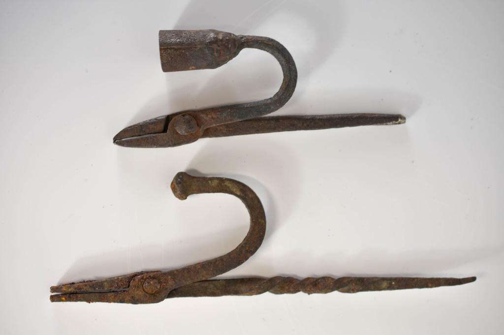 Grouping of Antique Candle Snuffer / Wick Trimmer.: Grouping of (2) Antique Wrought Iron Wick Trimmers / Candle Snuffers. Pieces Show Oxidation and Wear Consistent with pieces of this age. Largest piece measures approx. 9.5" Long.